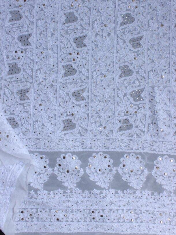 White-chikankari-mukaish-georgette-2pc-dress-material