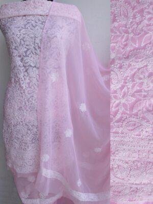 Baby-Pink-georgette-chikankari-dress-material at Shilphaat.com