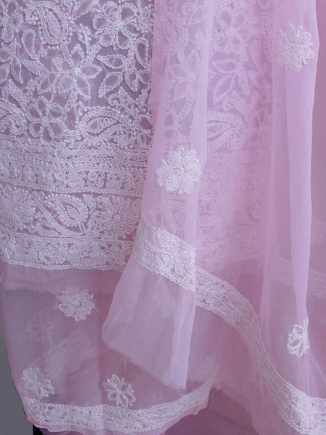 Baby-Pink-georgette-chikankari-lucknowi-suit at Shilphaat.com