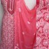 Carrot-Red-mukaish-chikankari-chiffon Dress-material at Shilphaat.com