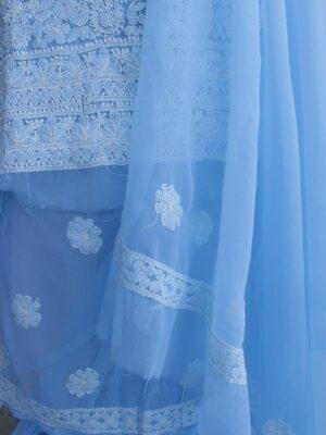 Cornflower-Blue-georgette-chikankari-lucknowi-suit at Shilphaat.com