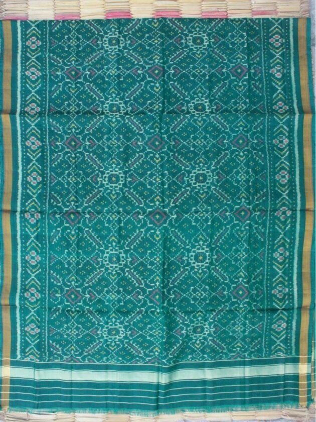 Dark-Jade-Green-Patan-Patola-silk-odhani at Shilphaat.com