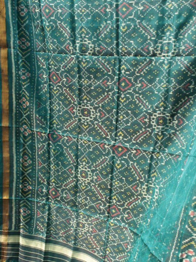 Dark-Jade-Green-Patan-Patola-silk-scarf at Shilphaat.com