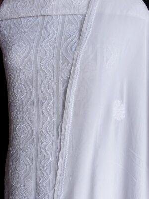 White-pure-georgette-chikankari-2pc-ladies-suit at Shilphaat.com