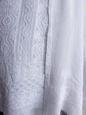 White-pure-georgette-chikankari-lucknowi-suit at Shilphaat.com