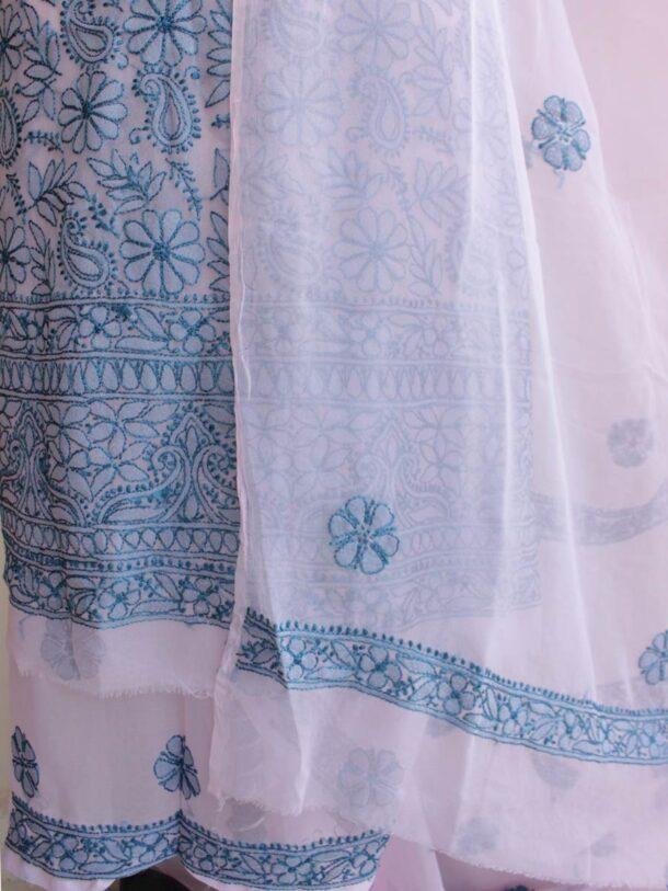 Blue-and-Pink-georgette-chikankari-lucknowi-suit at Shilphaat.com