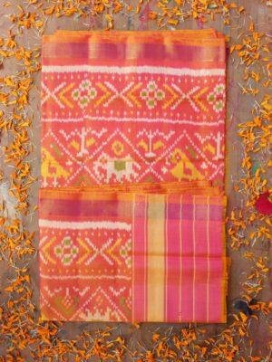 Dark-Peach-Patan-Patola-pure-silk-dupatta-Shilphaat