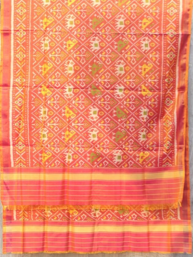 Dark-Peach-Patan-Patola-silk-odhani at Shilphaat.com