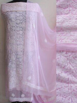 Pastel-Pink-georgette-chikankari-dress-material at Shilphaat.com