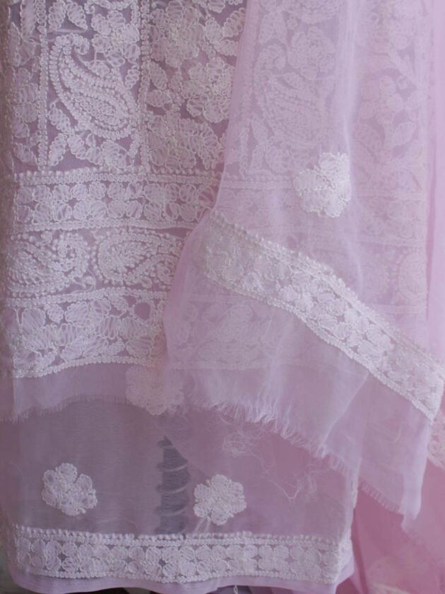 Pastel-Pink-georgette-chikankari-lucknowi-suit Shilphaat