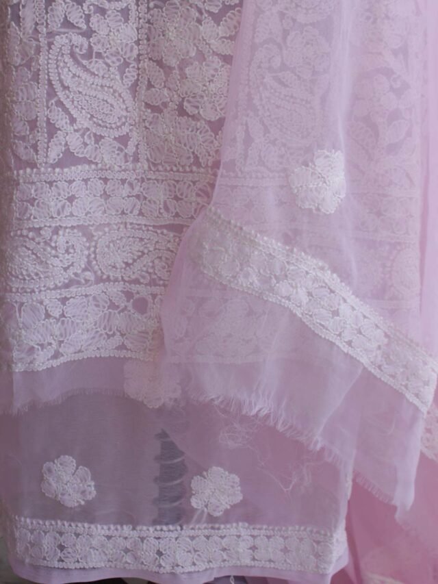 Pastel-Pink-georgette-chikankari-lucknowi-suit Shilphaat