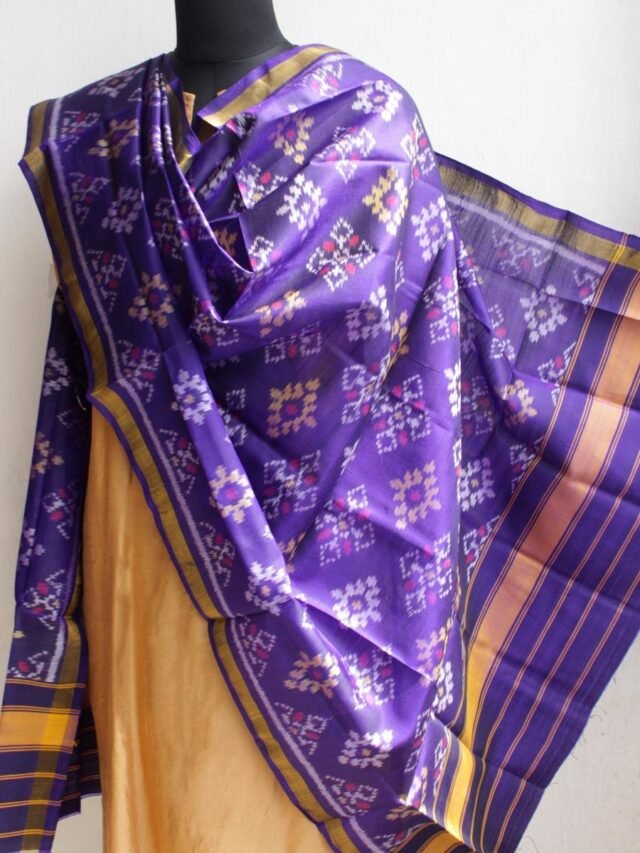 Violet-Blue-Patan-Patola-silk-dupatta at Shilphaat.com