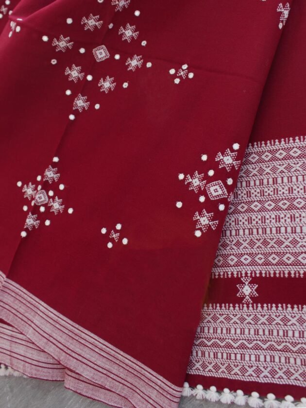 Dark-Red-choumak-kutch-woolen-shawl at Shilphaat.com