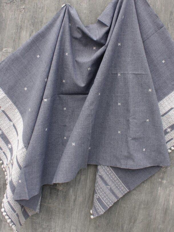 Grey-choumak-Bhujodi-woolen-shawl at Shilphaat.com