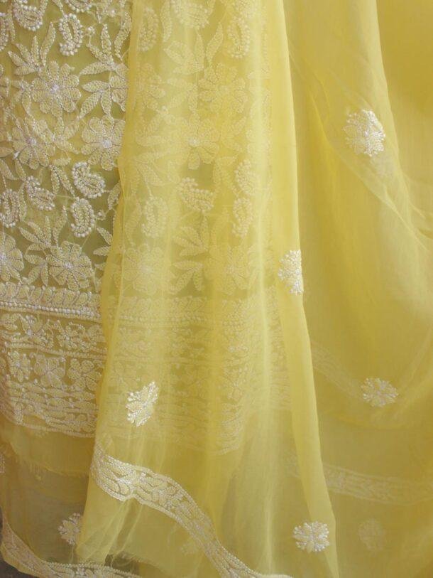 Light-Yellow-georgette-chikankari-lucknowi-suit at Shilphaat.com