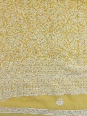 Mustard-Yellow-georgette-chikankari-lucknowi--suit at Shilphaat.com