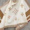 Off-White-choumak-Mirrorwork-Bhujodi-shawl at Shilphaat.com