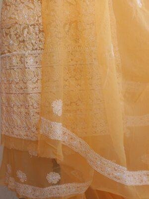 Orange-Yellow-georgette-chikankari-lucknowi-suit at Shilphaat.com