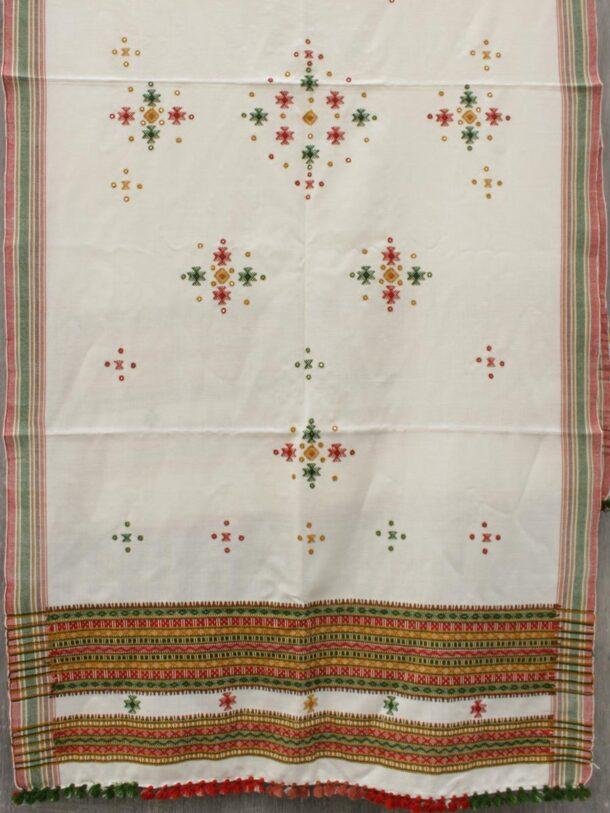 off-white-Mirrorwork-Bhujodi-wool-shawl at Shilphaat.com