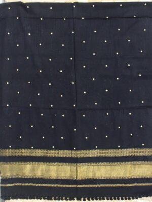 Black-and-golden-woolen-mirrorwork-shawl at Shilphaat.com