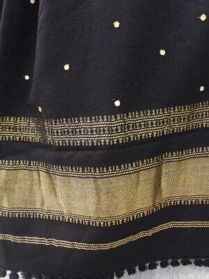 Black-and-golden-woolen-shawl at Shilphaat.com