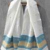 Blue-and-off-white mirrorwork-woolen-stole at Shilphaat.com