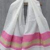 Pink-and-off-white-mirrorwork-woolen-stole at Shilphaat.com