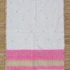 Pink-and-off-white-woolen-mirrorwork-shawl-scarf at Shilphaat.com