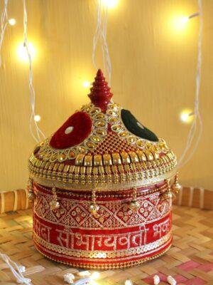 Saubhagayavati-lace--wooden-Sindoor-box at Shilphaat.com