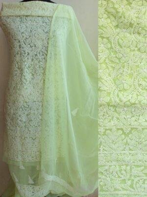 mindaro-Yellow-georgette-chikankari-dress-material at Shilphaat.com