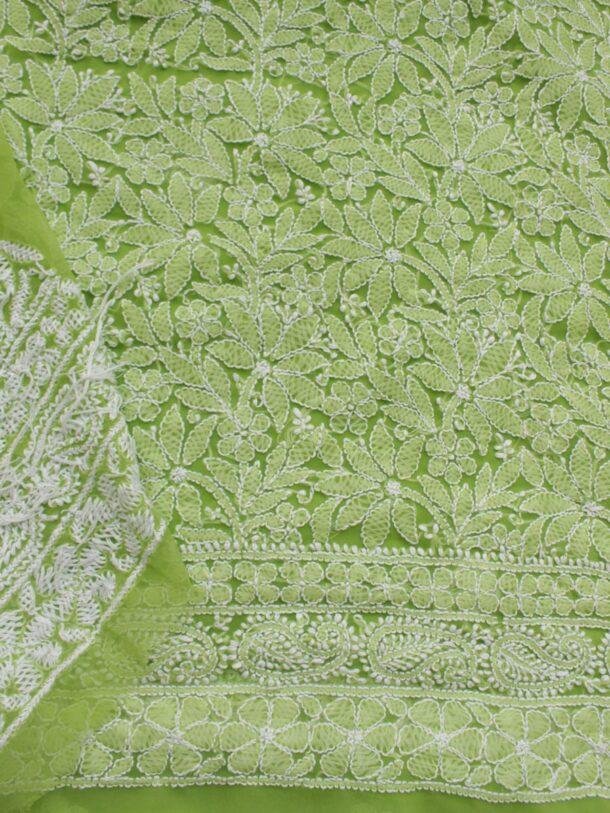 Apple-Green-georgette-chikankari-lucknowi-suit at Shilphaat.com