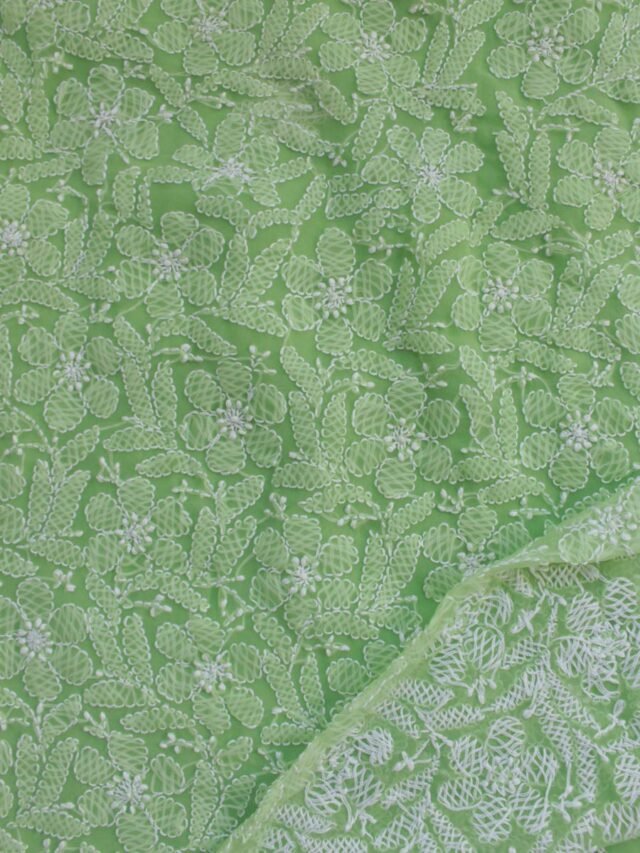 Banana-Green-Mukaish-chikankari-luckowi-suit at Shilphaat.com