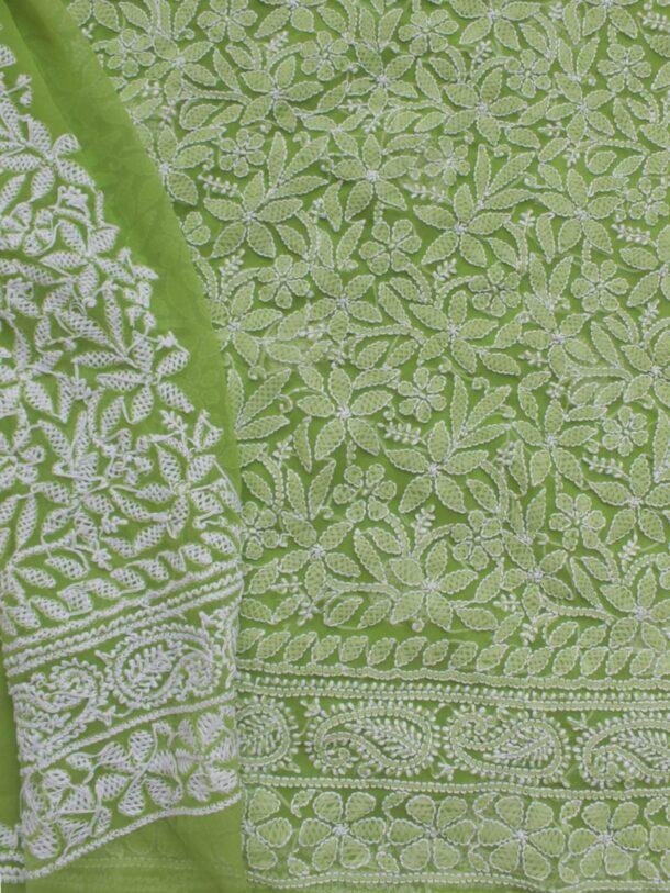 Banana-Green-georgette-chikankari-lucknowi-suit at Shilphaat.com