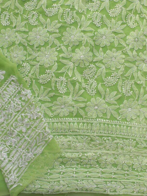 Dhani-Green-georgette-chikankari-3pc-salwar-suit at Shilphaat.com