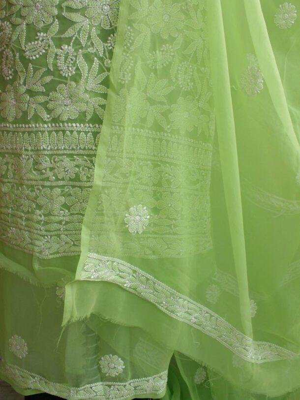 Dhani-Green-georgette-chikankari-lucknowi-suit at Shilphaat.com