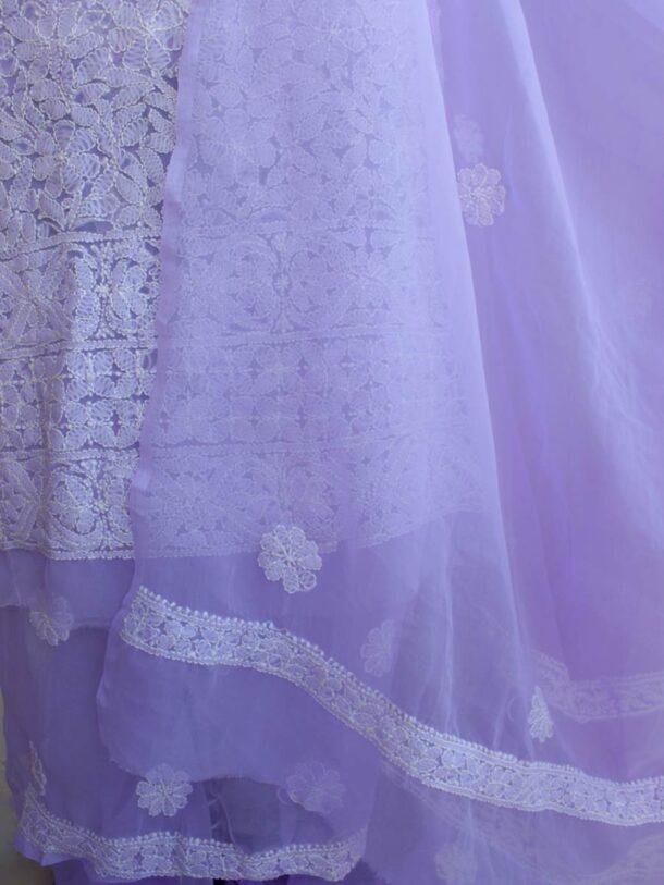 Lavender--georgette-chikankari-lucknowi-suit at Shilphaat.com