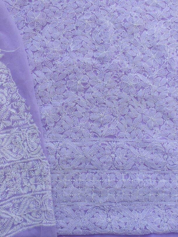 Lavender-georgette-chikankari-lucknowi-suit at Shilphaat.com