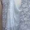 Light-Gray-resham-chikankari-3pc-dress-material at Shilphaat.com