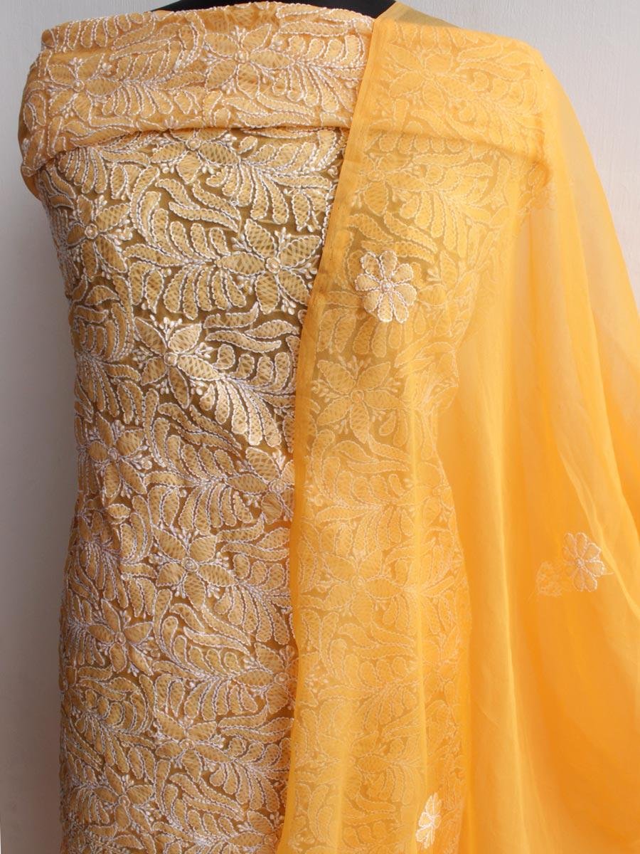 Yellow-Orange-chikankari--georgette-3pc-ladies-suit-Shilphaat Yellow-Orange-chikankari--georgette-3pc-ladies-suit-Shilphaat