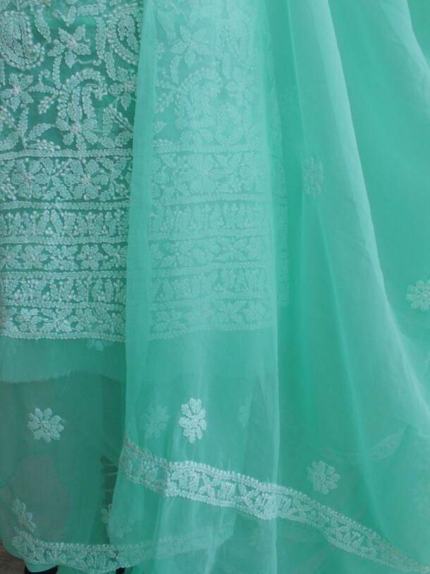 jadeite-green--georgette-chikankari-lucknowi-suit at Shilphaat.com