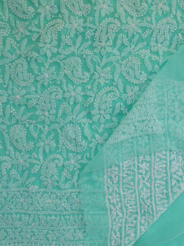 jadeite-green-georgette-chikankari-lucknowi-suit at Shilphaat.com