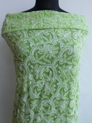Dhani-Green-georgette-chikankari-ladies-kurta-fabric at Shilphaat.com
