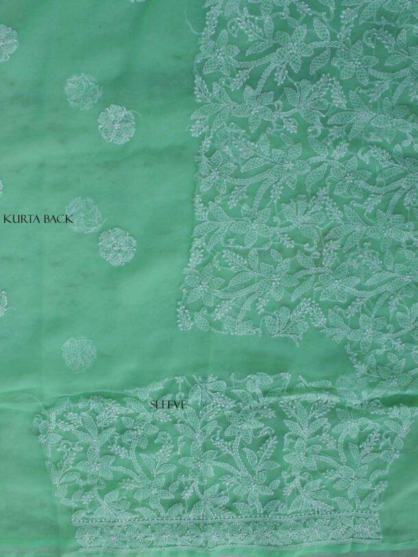 Mint-Green-georgette-chikankari-ladies-kurta-fabric at Shilphaat.com