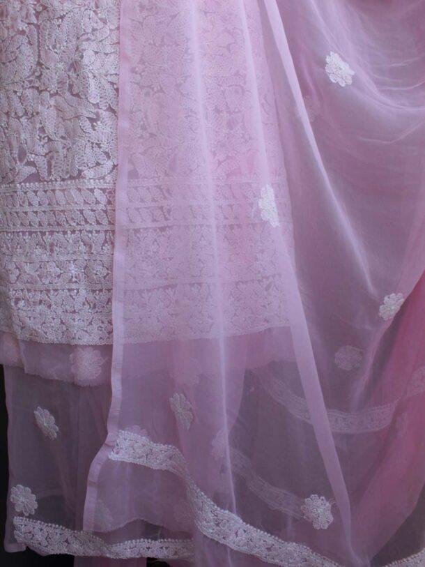 Pale-Pink--georgette-chikankari-lucknowi-suit at Shilphaat.com