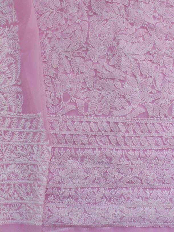 Pale-Pink-georgette-chikankari-lucknowi-suit at Shilphaat.com