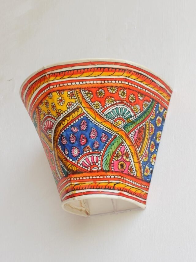 Abstract-Traditional-Andhra-Leather-wall-lamp at Shilphaat.com