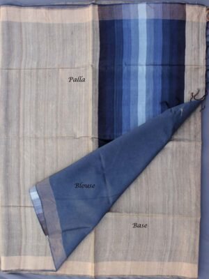 Blue-Palla-Undyed-pure-Desi-tussar-silk-Saree at Shilphaat.com