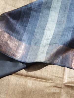 Blue-Palla-Undyed-pure-Desi-tussar-silk-Sari at Shilphaat.com