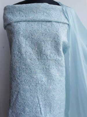 Bluish-Grey-jaal-chikankari-cotton-3pc-ladies-suit at Shilphaat.com