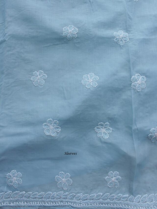 Bluish-Grey-jaal-chikankari-cotton-salwar-suit at Shilphaat